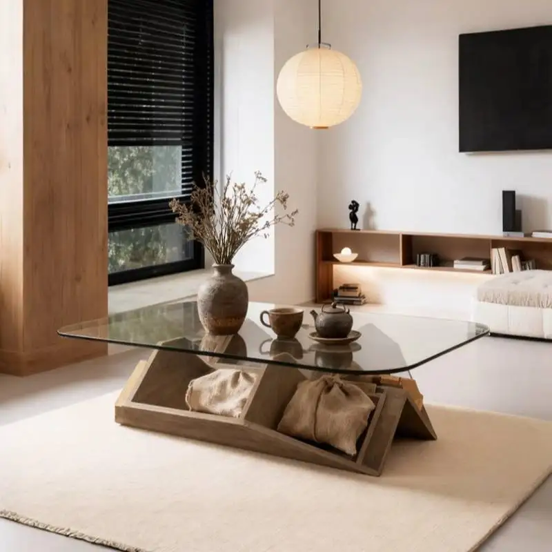 Home Decor Center - Chinesische Glas-Couchtische aus Holz in Schwarz
