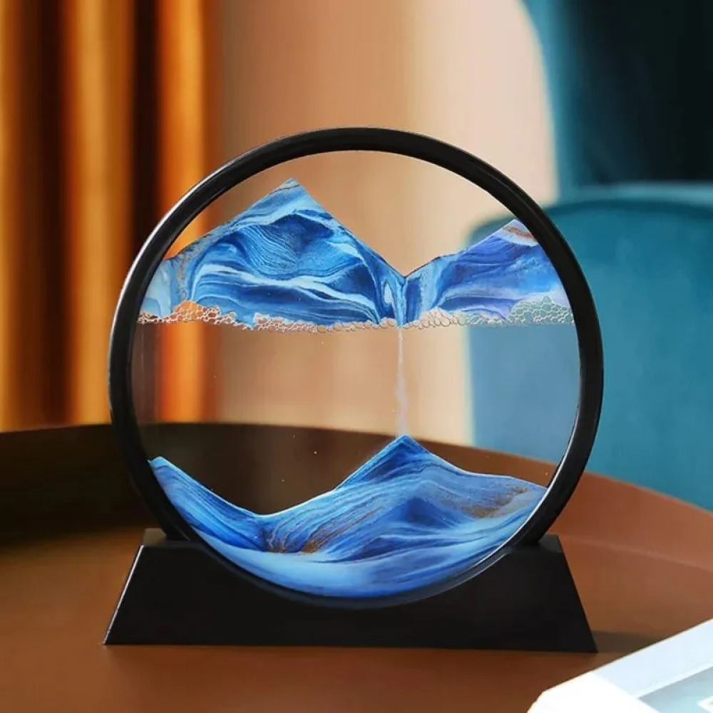 Sand Art Picture - 2026 3D-Sanduhr, Bewegliches Sandbild, Rundes Glas,