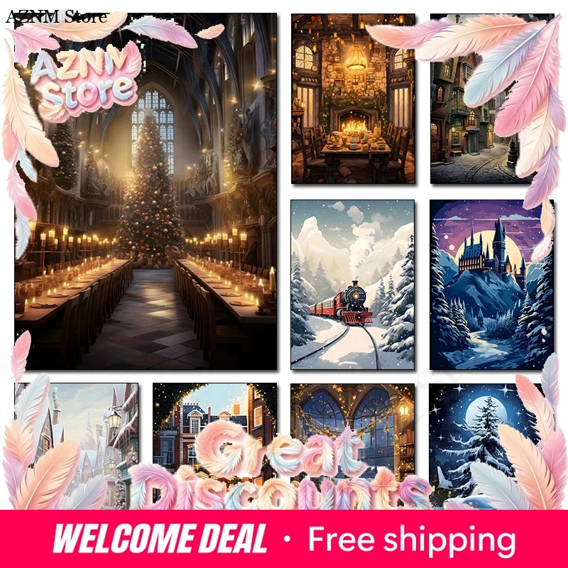 Home Decor Express - Weihnachtszauber-Schloss Express Leinwanddruck Magier-Film Wandkunst Poster
