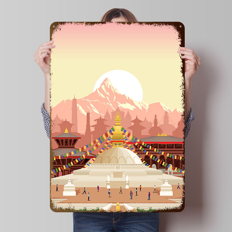 Home Decor Kathmandu - Kathmandu Reise-Poster, Bedruckte Retro-Wandkunst, Vintage-Metallschilder für