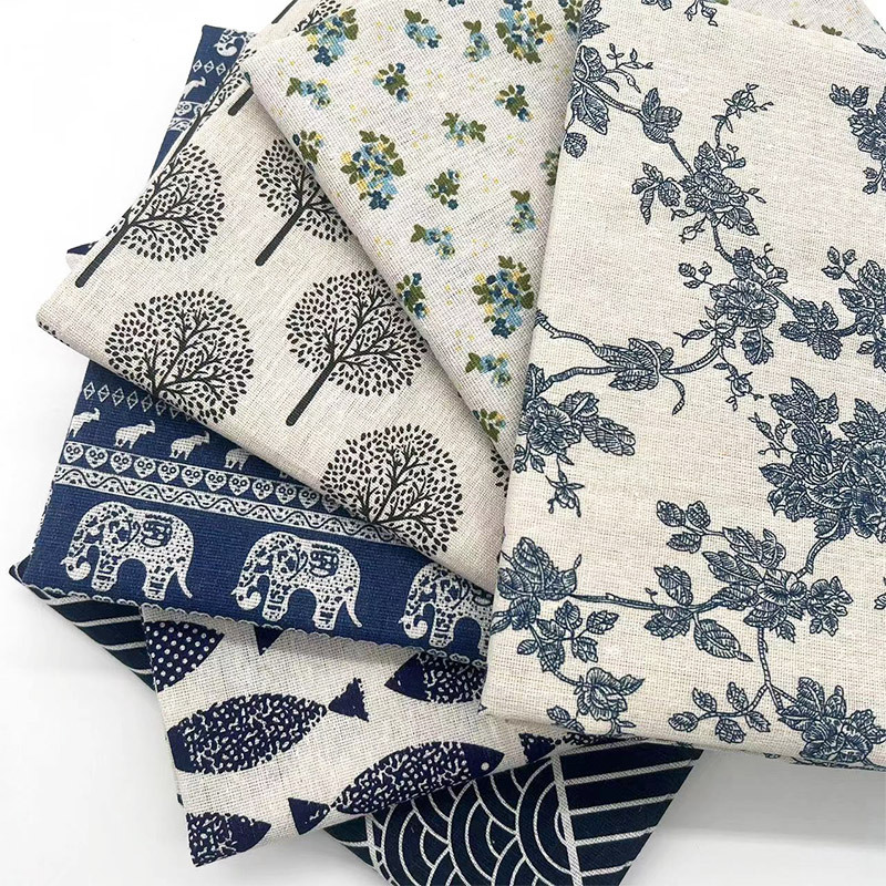 Home Decor Com - Retro Boho Blumenmuster Baumwoll-Leinen-Mischgewebe, Weicher Dekorativer