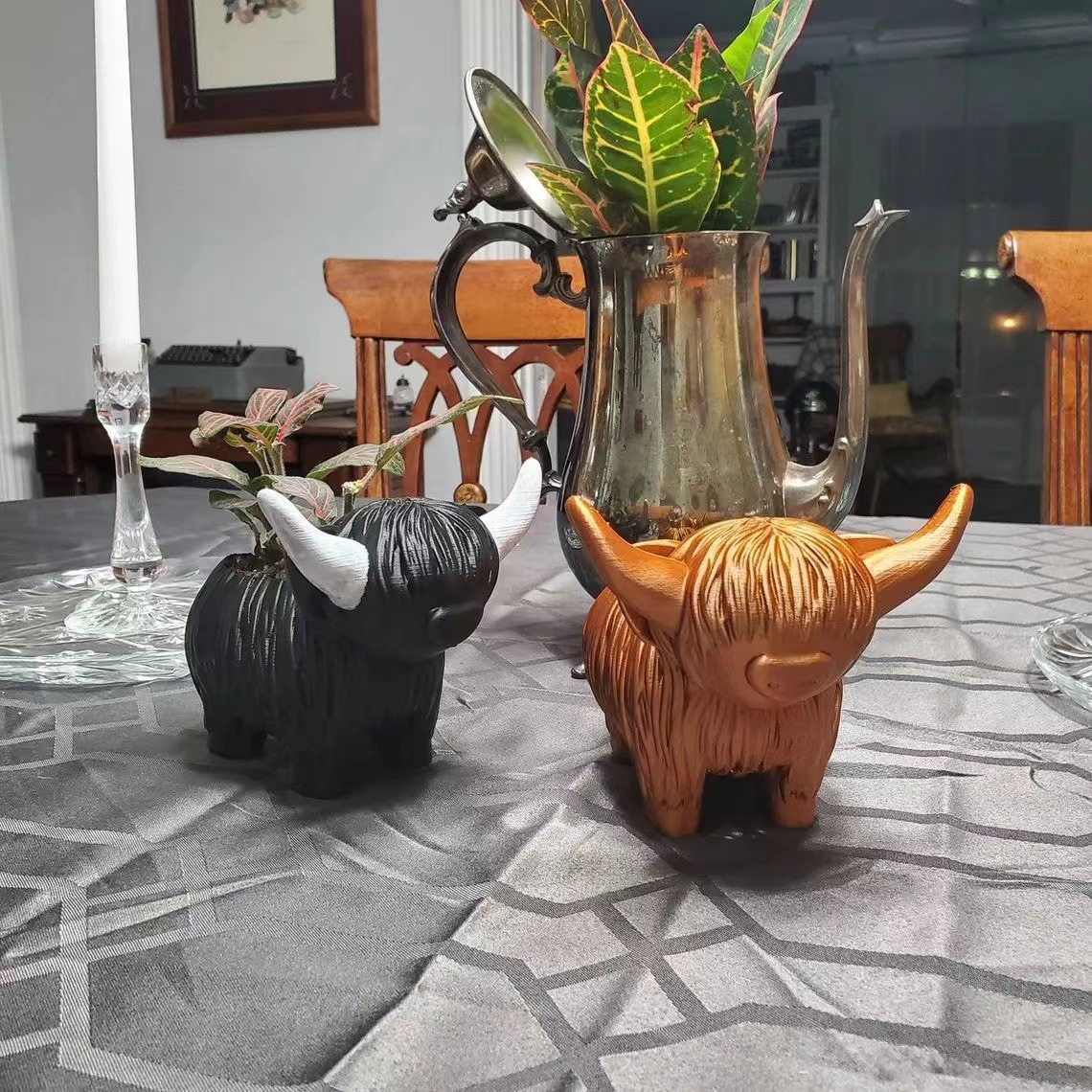 Home Decor Garden Ideas - Highland Cow Resin Figur – süße