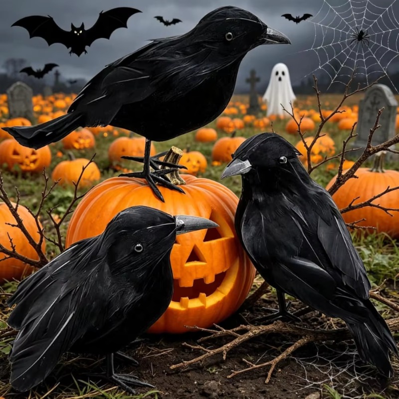 Home Decor Com - 1 Stück Schwarze Krähe Halloween-Dekoration Realistische