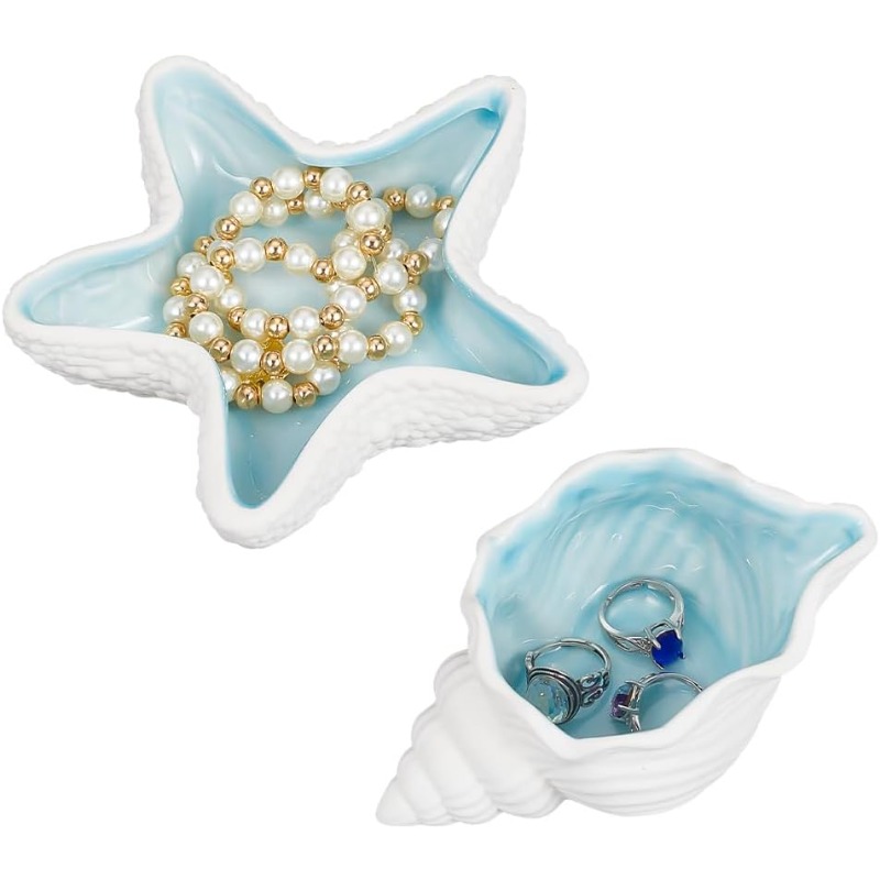 Ceramic Trinket Dish - 2 Stück Keramik Schmuck Tablett Muschel