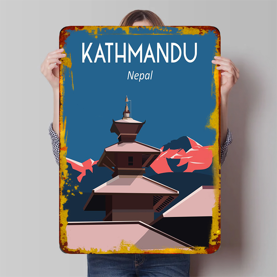 Home Decor Kathmandu - Kathmandu Nepal Vintage Metall Wandkunst Himalaya