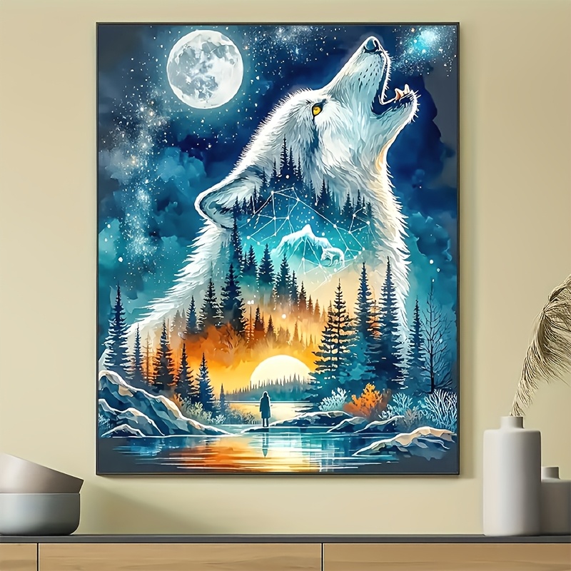 Home Decor Under 500 - 500/1000/1200/2000 Teile Puzzles für Erwachsene, Nacht-Wolf-Wald-Szenerie