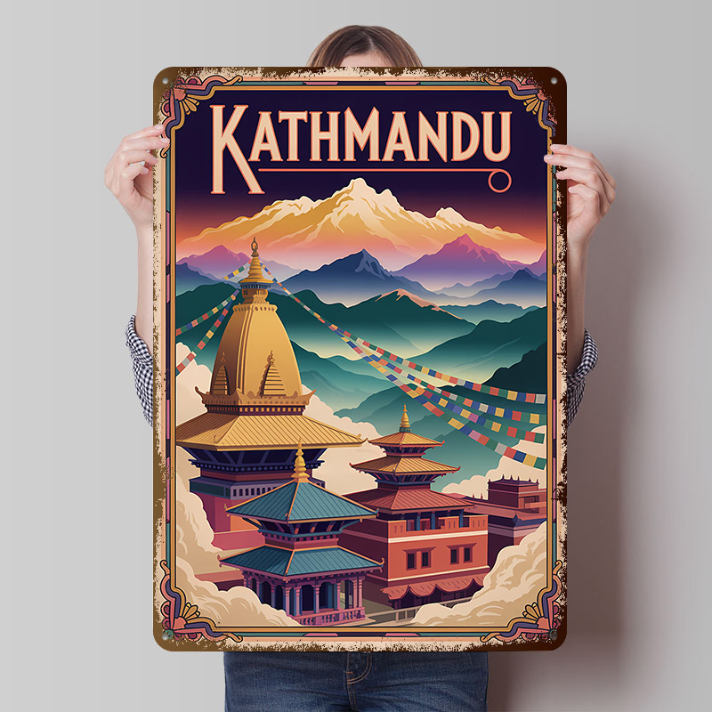 Home Decor Kathmandu - Kathmandu Reise-Kunstdruck Poster Maßgefertigte Retro-Wandkunst Vintage