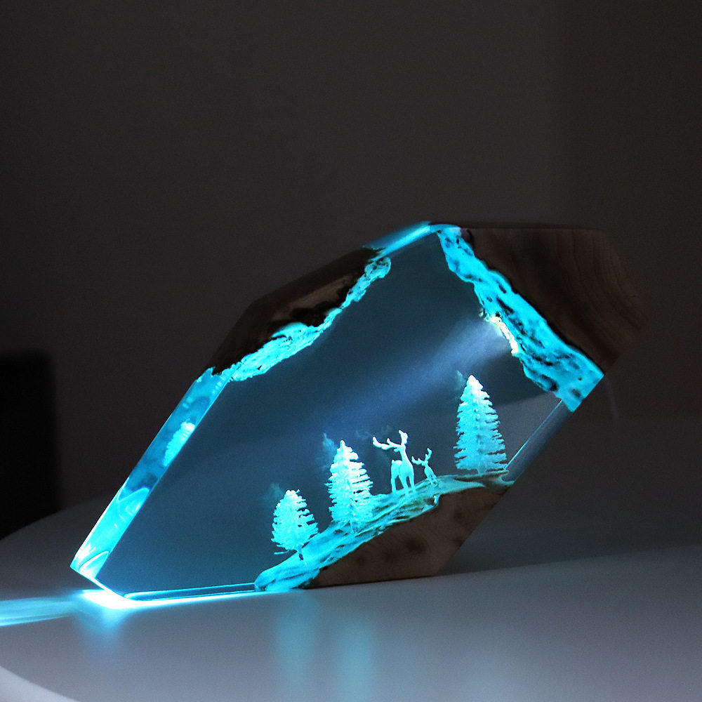 Home Decor Resin - Waldfee-Hirsch Desktop-Kunst Personalisiertes Leuchtendes Ornament Versunkenes