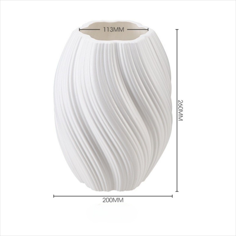 Home Decor Center - Nordische Wellenförmige Plastikvase Weiß Heimdekoration Blumenarrangement