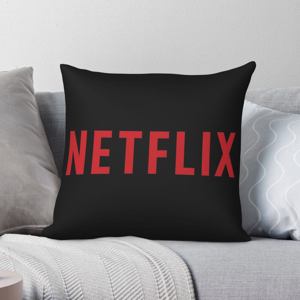 Home Decor Netflix - Quadratischer Kissenbezug mit Netflix-Logo, Polyester-Leinen-Samt, bedruckt,